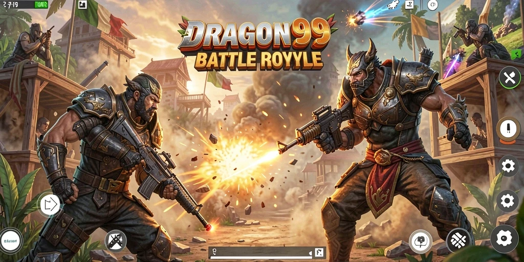 Tangkapan layar gameplay Battle Royale DRAGON99 yang seru dan penuh aksi.