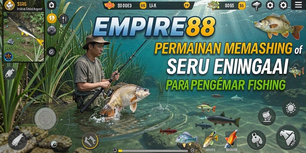 Tampilan gameplay <strong>EMPIRE88</strong> dengan suasana memancing yang menawan.