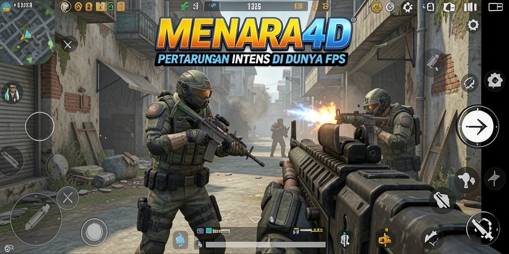 Screenshot MENARA4D menampilkan aksi tembak-menembak yang mendebarkan.