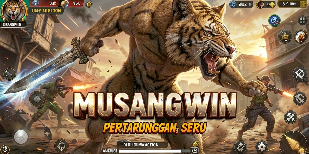 Tampilan seru dari gameplay MUSANGWIN dengan pertarungan yang mendebarkan.