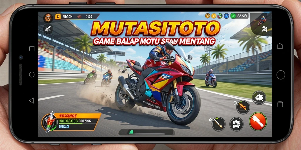 Tangkapan layar utama MUTASITOTO menampilkan aksi balap motor yang mendebarkan.