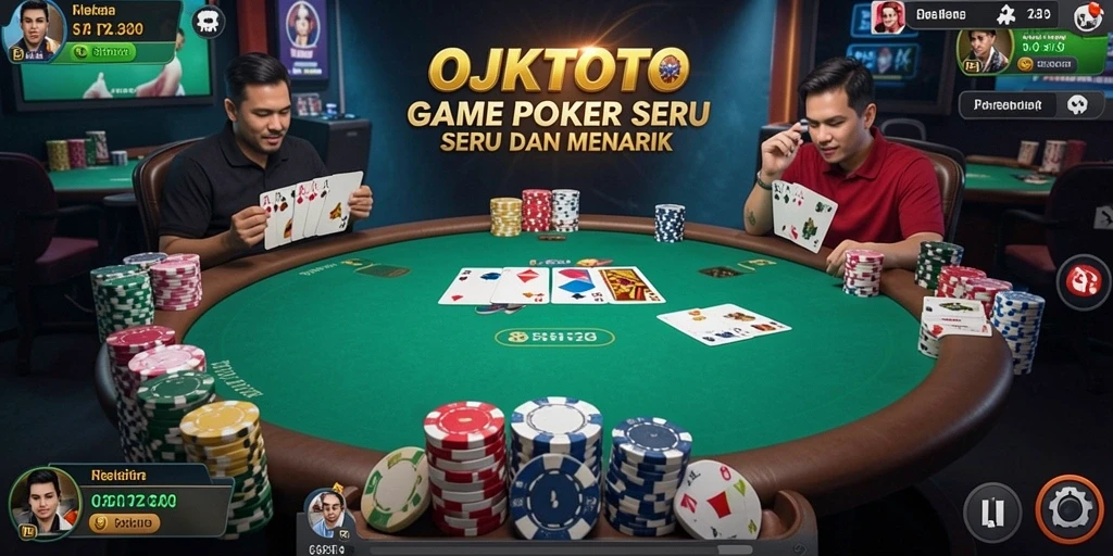 Tampilan gameplay OJKTOTO dengan suasana Poker yang mendebarkan.