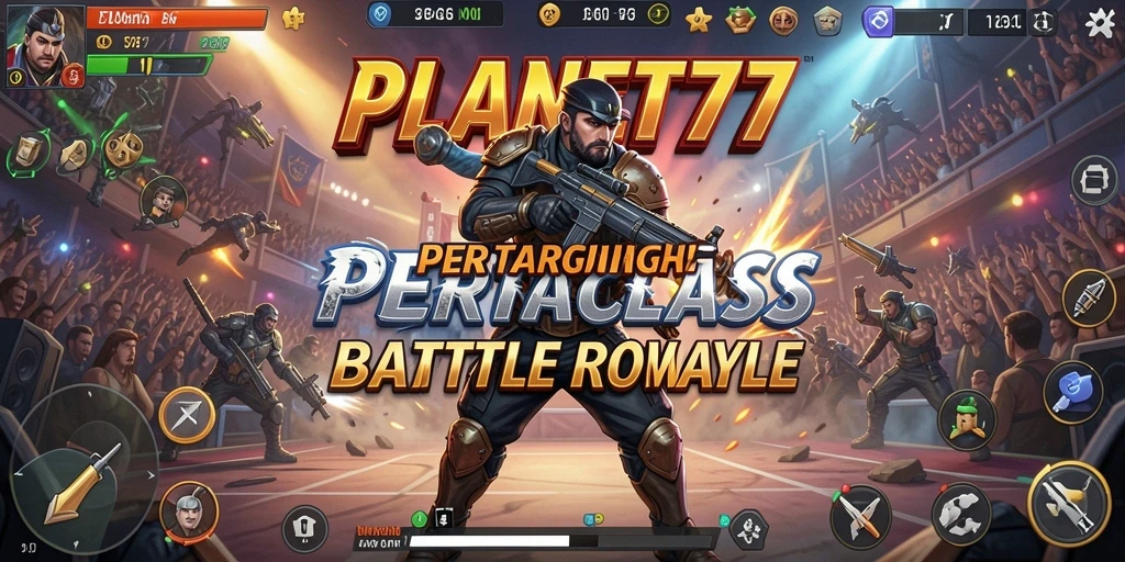 Tampilan seru dari gameplay <strong>PLANET77</strong> yang menantang dalam pertarungan Battle Royale.