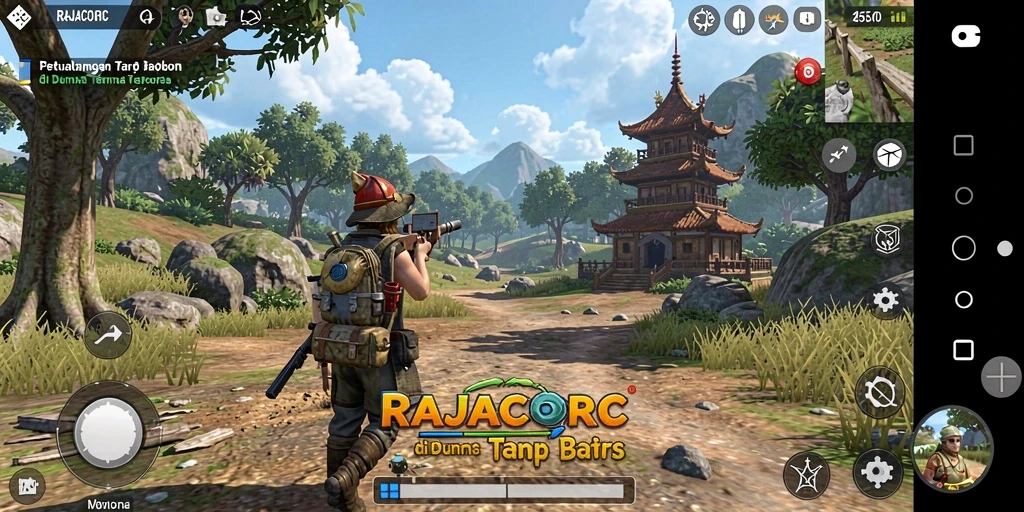 Tampilan gameplay yang menakjubkan di dunia terbuka RAJACORC.