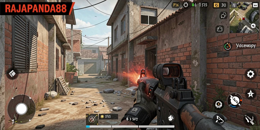 Tampilan aksi intens dalam gameplay RAJAPANDA88 yang seru.