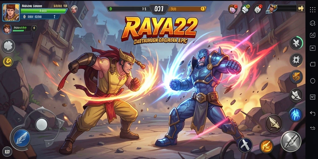 Tampilan gameplay <strong>RAYA22</strong> yang penuh aksi dan karakter yang menarik.