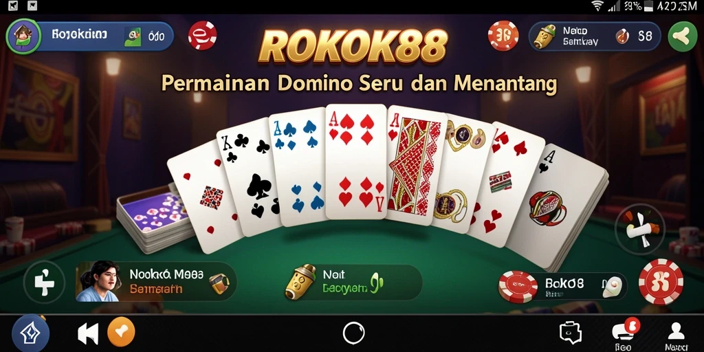 Tampilan gameplay Domino yang menarik dan interaktif di ROKOK88.