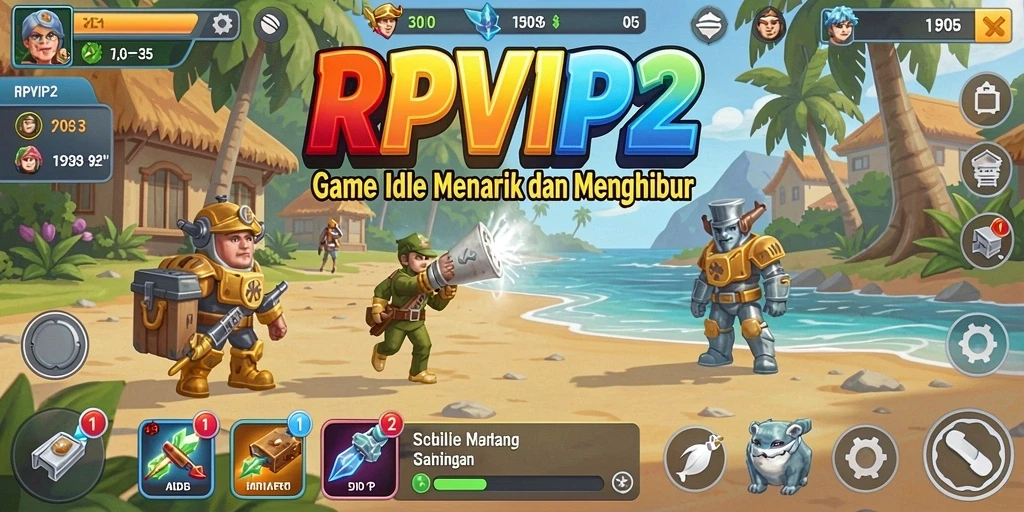 Tampilan gameplay RPVIP2 yang menampilkan karakter sedang beraksi dalam mode Idle.