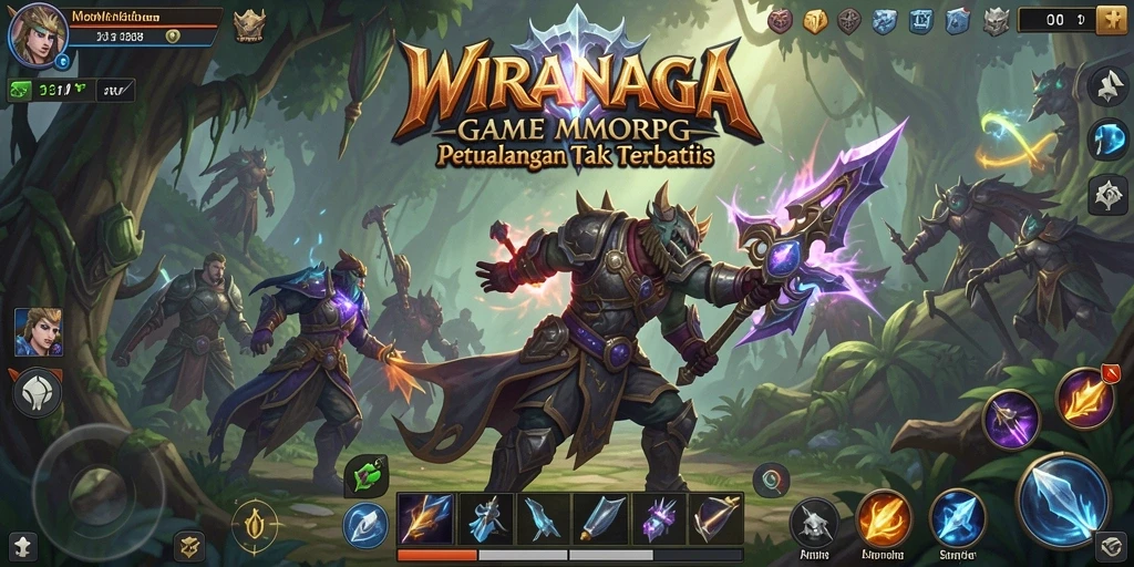 Screenshot gameplay WIRANAGA menampilkan aksi pertempuran yang intens.